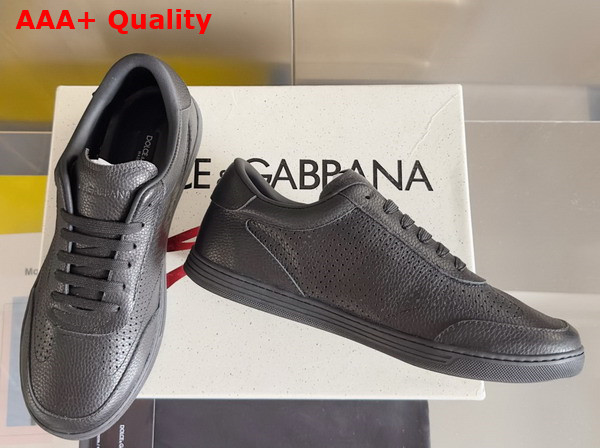 Dolce Gabbana Perforated Calfskin Saint Tropez Sneakers in Black Replica