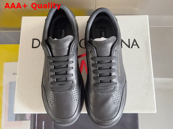 Dolce Gabbana Perforated Calfskin Saint Tropez Sneakers in Black Replica