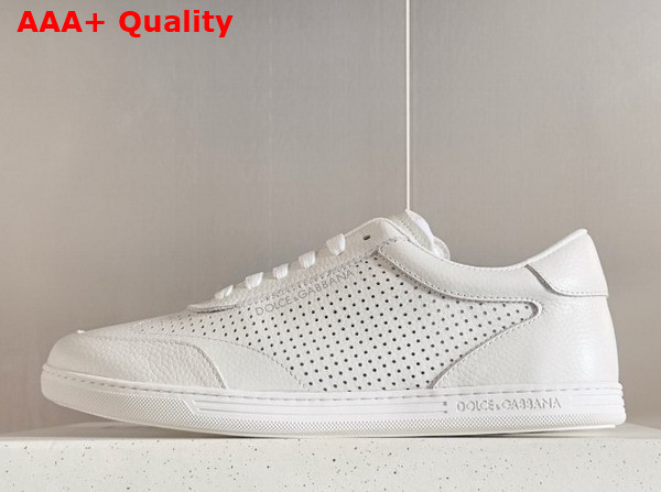 Dolce Gabbana Perforated Calfskin Saint Tropez Sneakers in White Replica