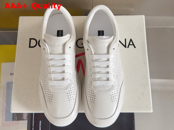 Dolce Gabbana Perforated Calfskin Saint Tropez Sneakers in White Replica