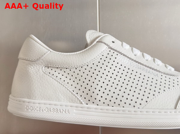 Dolce Gabbana Perforated Calfskin Saint Tropez Sneakers in White Replica