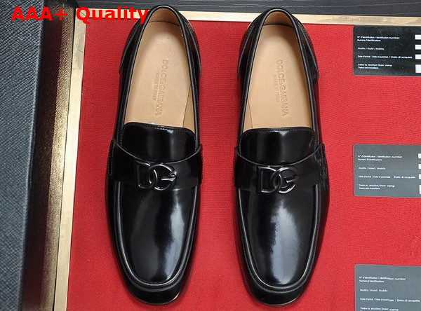 Dolce Gabbana Polished Calfskin Slippers in Black for Men Replica