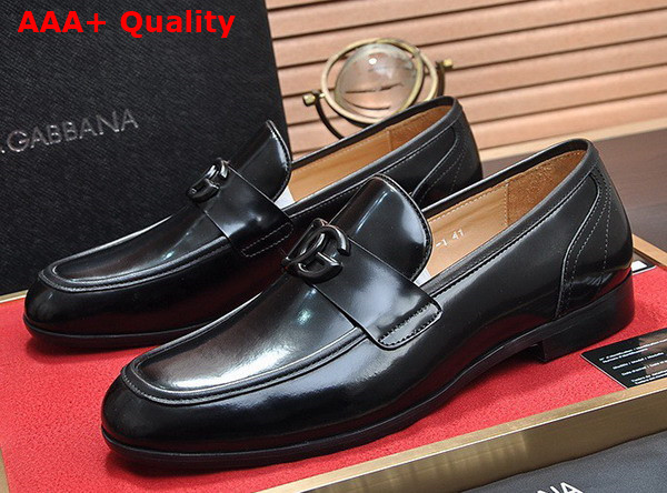 Dolce Gabbana Polished Calfskin Slippers in Black for Men Replica