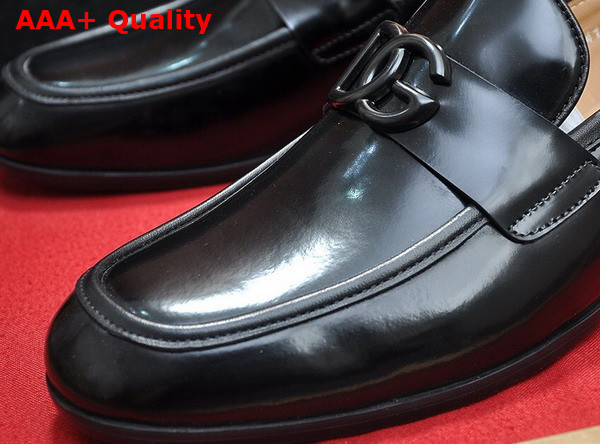 Dolce Gabbana Polished Calfskin Slippers in Black for Men Replica