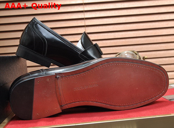 Dolce Gabbana Polished Calfskin Slippers in Black for Men Replica