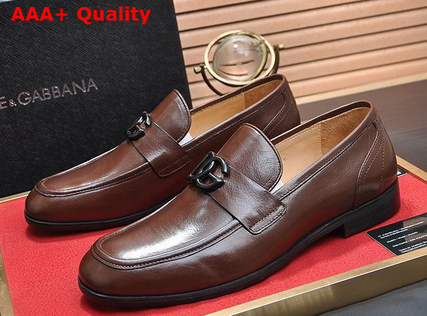 Dolce Gabbana Polished Calfskin Slippers in Brown for Men Replica