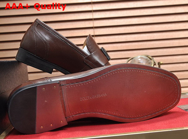Dolce Gabbana Polished Calfskin Slippers in Brown for Men Replica
