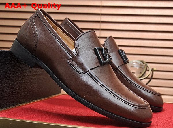 Dolce Gabbana Polished Calfskin Slippers in Brown for Men Replica