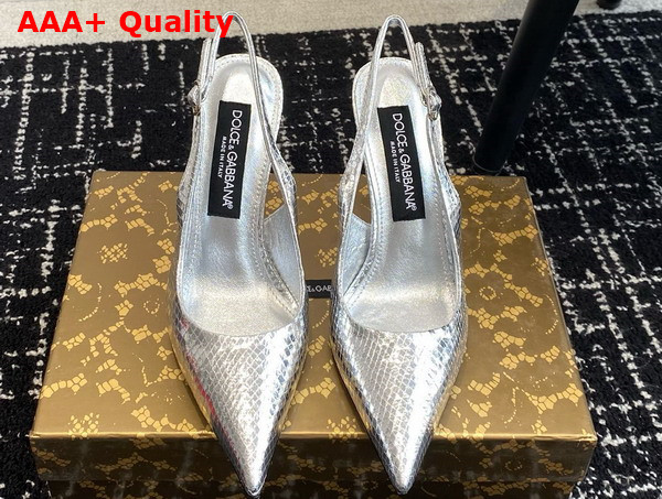 Dolce Gabbana Python Skin Slingbacks in Silver Replica