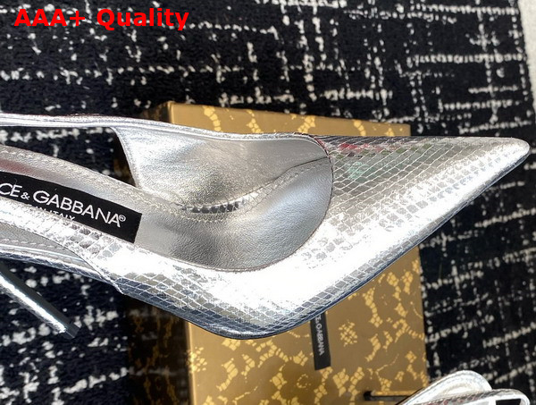 Dolce Gabbana Python Skin Slingbacks in Silver Replica