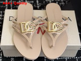 Dolce Gabbana Rubber Beachwear Flip Flops Beige Replica