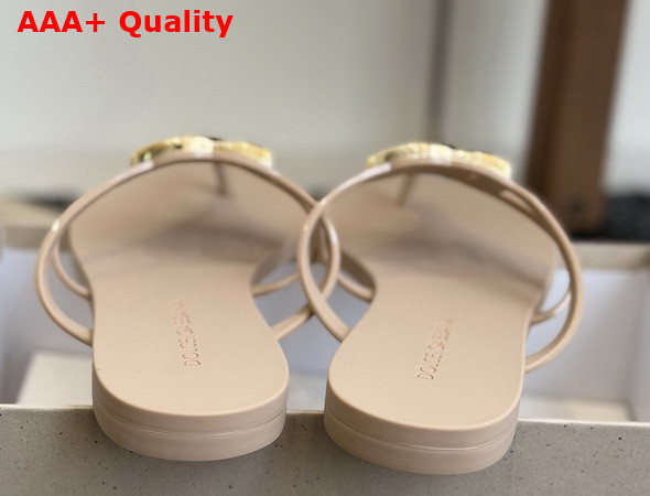 Dolce Gabbana Rubber Beachwear Flip Flops Beige Replica