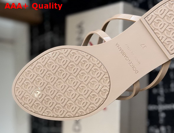 Dolce Gabbana Rubber Beachwear Flip Flops Beige Replica