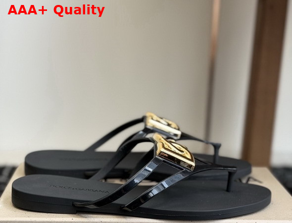 Dolce Gabbana Rubber Beachwear Flip Flops Black Replica