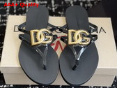 Dolce Gabbana Rubber Beachwear Flip Flops Black Replica