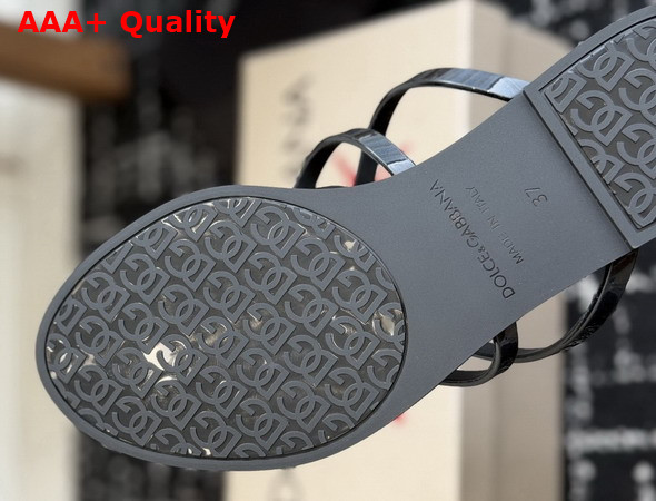 Dolce Gabbana Rubber Beachwear Flip Flops Black Replica
