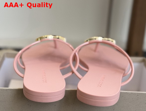 Dolce Gabbana Rubber Beachwear Flip Flops Pink Replica