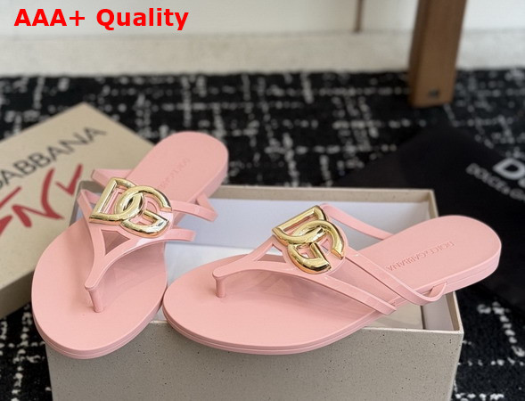 Dolce Gabbana Rubber Beachwear Flip Flops Pink Replica