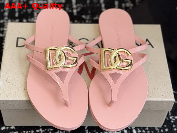 Dolce Gabbana Rubber Beachwear Flip Flops Pink Replica