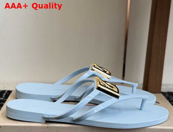 Dolce Gabbana Rubber Beachwear Flip Flops Sky Blue Replica