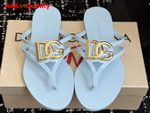 Dolce Gabbana Rubber Beachwear Flip Flops Sky Blue Replica