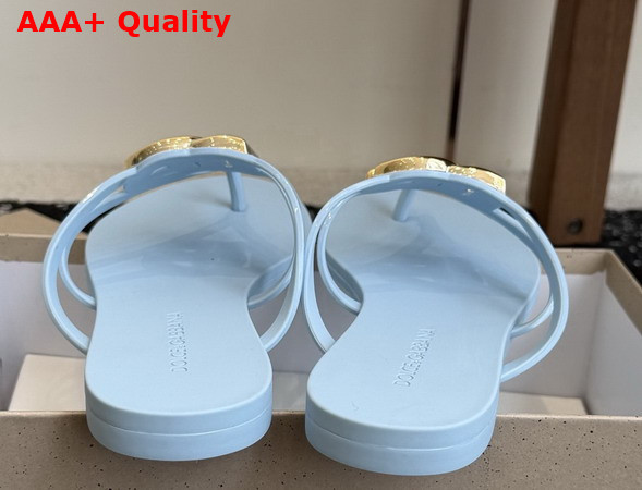 Dolce Gabbana Rubber Beachwear Flip Flops Sky Blue Replica