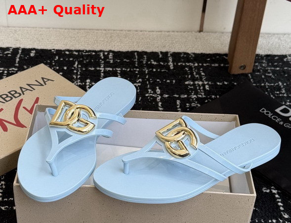 Dolce Gabbana Rubber Beachwear Flip Flops Sky Blue Replica
