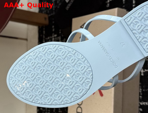 Dolce Gabbana Rubber Beachwear Flip Flops Sky Blue Replica