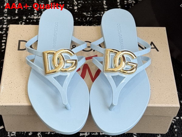 Dolce Gabbana Rubber Beachwear Flip Flops Sky Blue Replica
