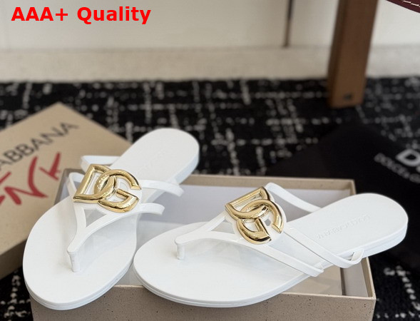 Dolce Gabbana Rubber Beachwear Flip Flops White Replica
