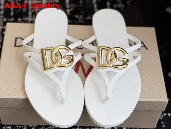 Dolce Gabbana Rubber Beachwear Flip Flops White Replica