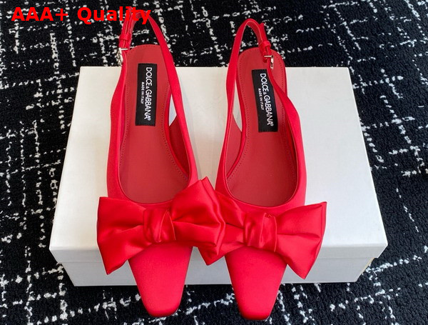 Dolce Gabbana Satin Slingbacks with Bow Detail in Red Replica