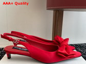 Dolce Gabbana Satin Slingbacks with Bow Detail in Red Replica