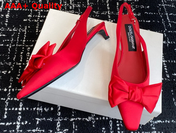 Dolce Gabbana Satin Slingbacks with Bow Detail in Red Replica