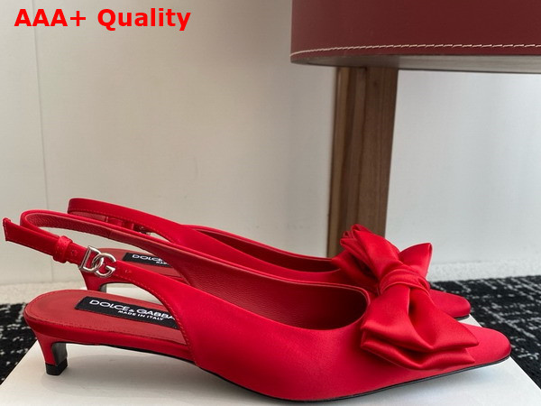 Dolce Gabbana Satin Slingbacks with Bow Detail in Red Replica