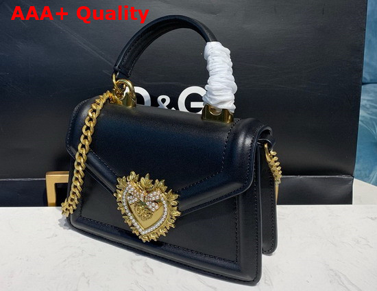 Dolce Gabbana Small Devotion Bag in Black Nappa Leather Replica