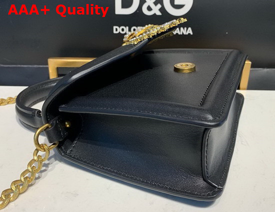 Dolce Gabbana Small Devotion Bag in Black Nappa Leather Replica