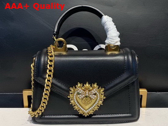 Dolce Gabbana Small Devotion Bag in Black Nappa Leather Replica