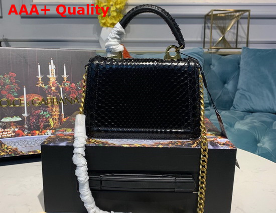 Dolce Gabbana Small Devotion Bag in Black Python Skin Replica