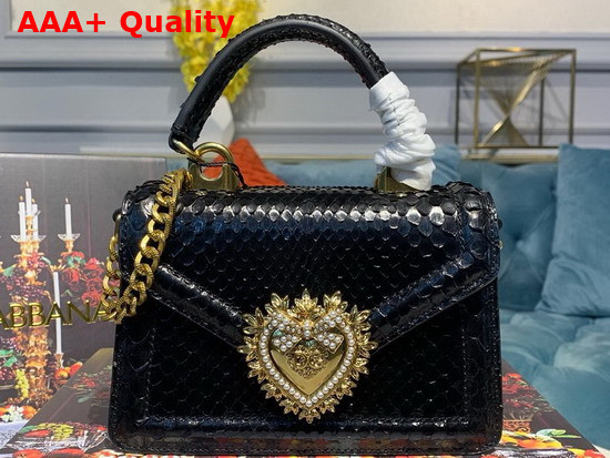 Dolce Gabbana Small Devotion Bag in Black Python Skin Replica