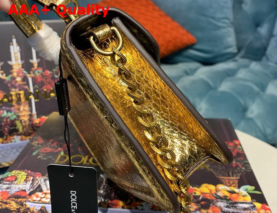Dolce Gabbana Small Devotion Bag in Gold Python Skin Replica