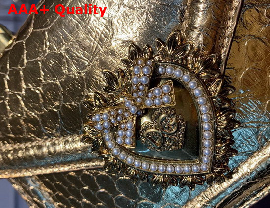 Dolce Gabbana Small Devotion Bag in Gold Python Skin Replica