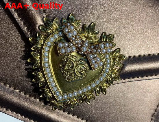 Dolce Gabbana Small Devotion Bag in Mordore Nappa Leather Gold Replica