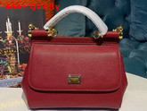 Dolce Gabbana Small Sicily Bag in Dark Red Dauphine Calfskin Replica