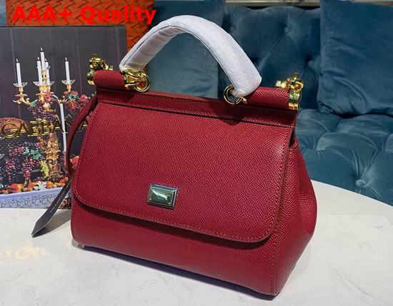 Dolce Gabbana Small Sicily Bag in Dark Red Dauphine Calfskin Replica