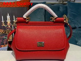 Dolce Gabbana Small Sicily Bag in Red Dauphine Calfskin Replica