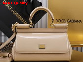 Dolce Gabbana Small Sicily Handbag in Beige Patent Leather Replica