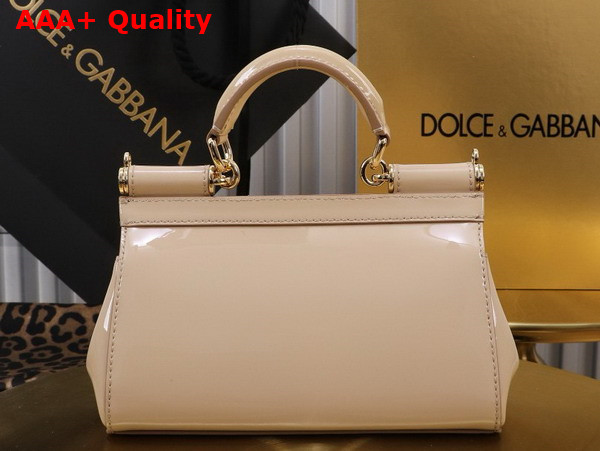 Dolce Gabbana Small Sicily Handbag in Beige Patent Leather Replica