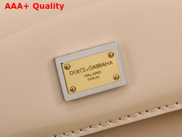 Dolce Gabbana Small Sicily Handbag in Beige Patent Leather Replica