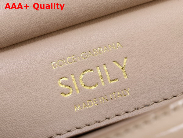 Dolce Gabbana Small Sicily Handbag in Beige Patent Leather Replica